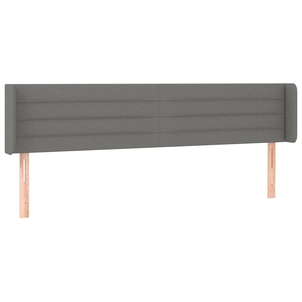 Tăblie de pat cu LED, gri închis, 203x16x78/88 cm, textil - imagine 3