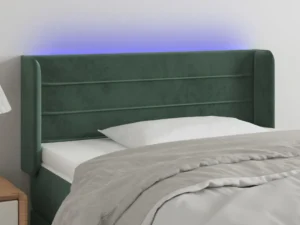 Tăblie de pat cu LED, verde închis, 83x16x78/88 cm, catifea
