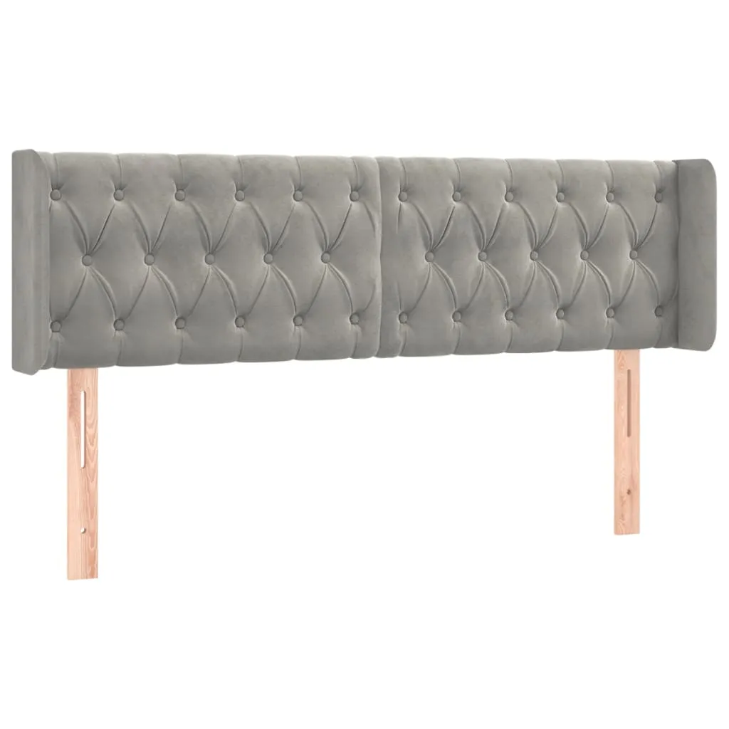 Tăblie de pat cu LED, gri deschis, 147x16x78/88 cm, catifea - imagine 3