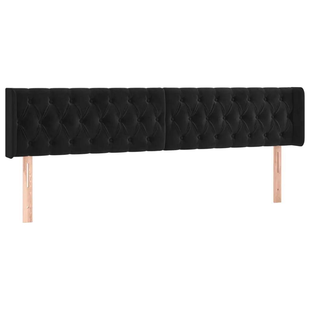 Tăblie de pat cu LED, negru, 183x16x78/88 cm, catifea - imagine 3
