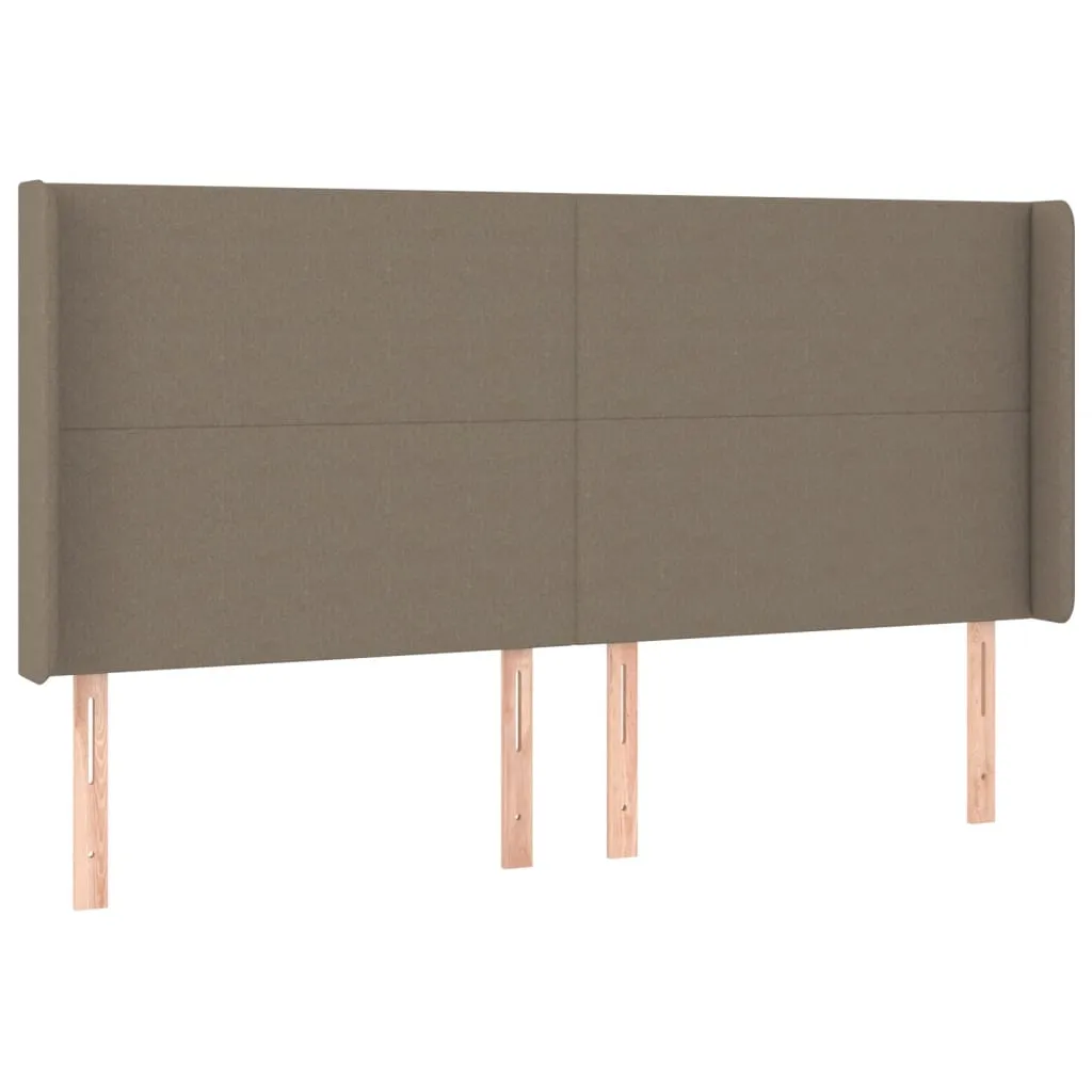 Tăblie de pat cu LED, gri taupe, 163x16x118/128 cm, textil - imagine 3