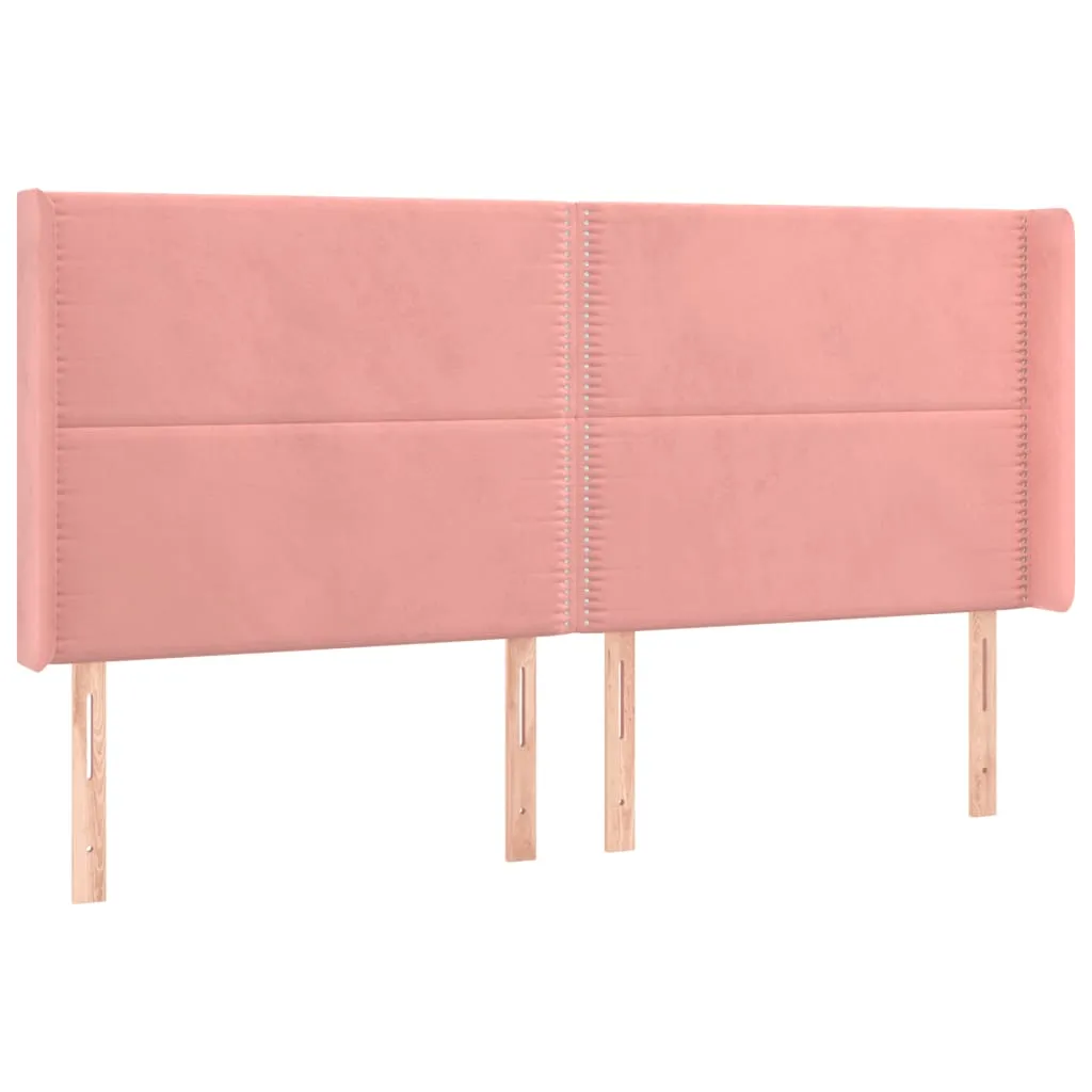 Tăblie de pat cu LED, roz, 203x16x118/128 cm, catifea - imagine 3