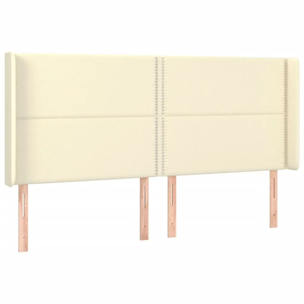 Tăblie de pat cu LED, crem, 163x16x118/128 cm, piele ecologică - imagine 3