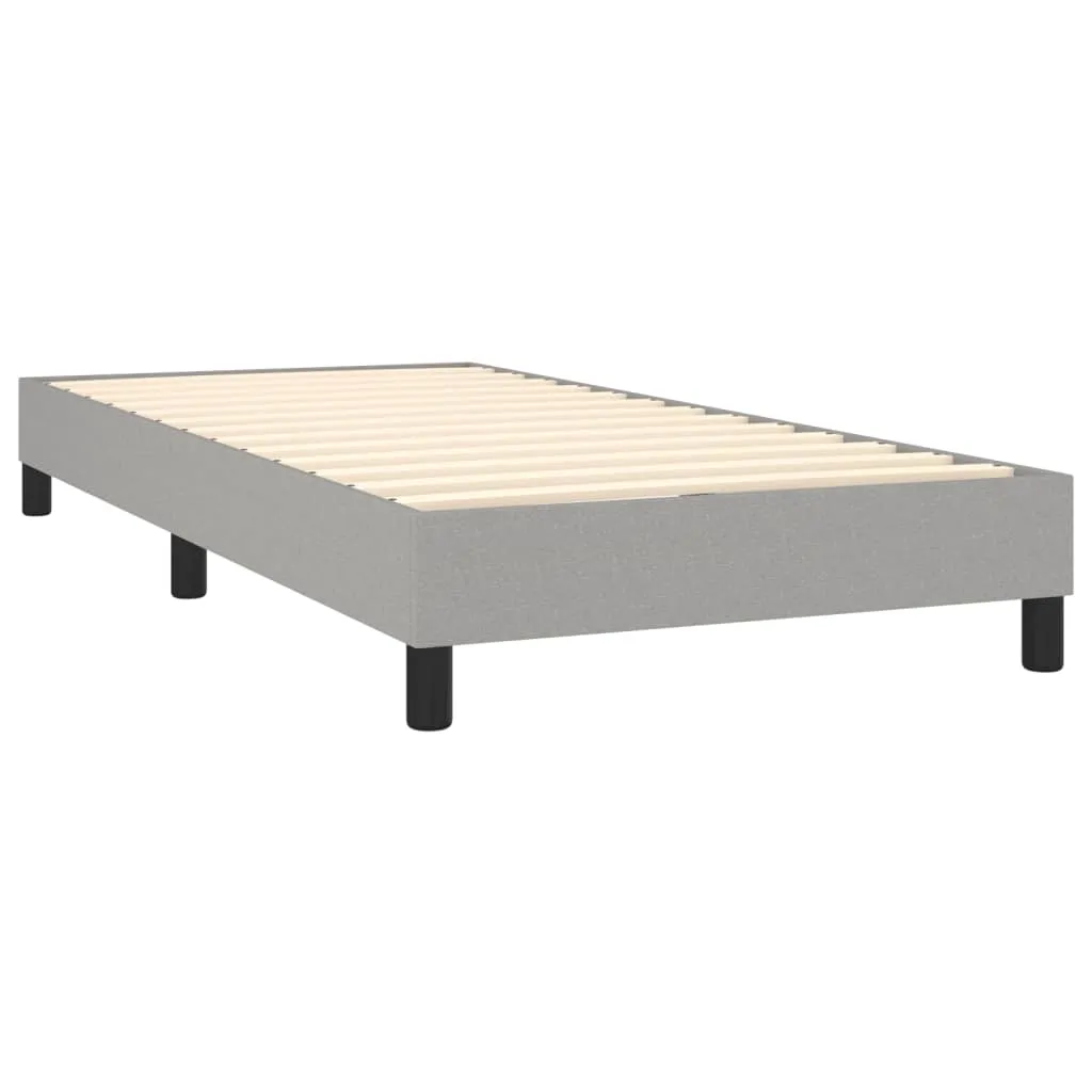 Pat box spring cu saltea, gri deschis, 90x200 cm, textil - imagine 4
