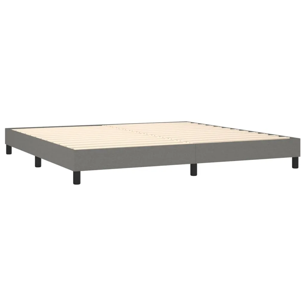 Pat box spring cu saltea, gri închis, 200x200 cm, textil - imagine 4