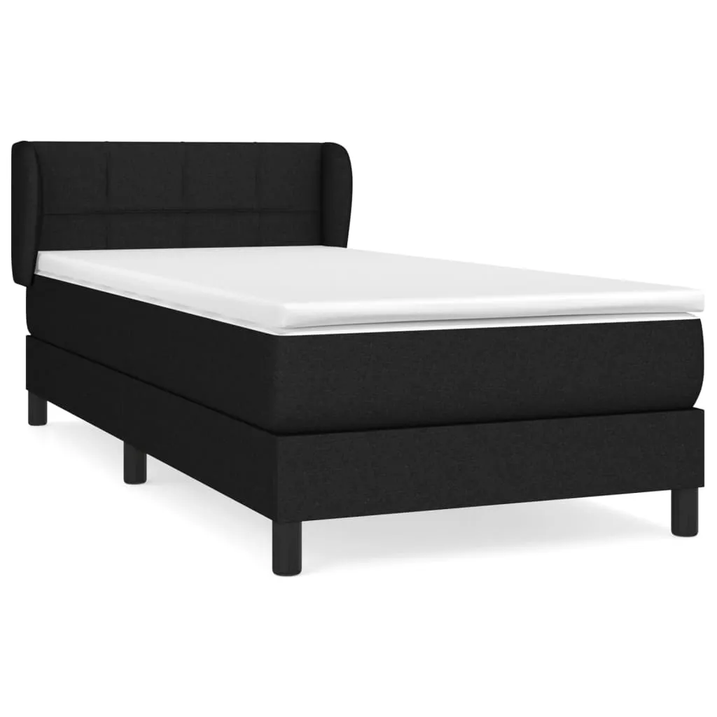Pat box spring cu saltea, negru, 100x200 cm, textil - imagine 2