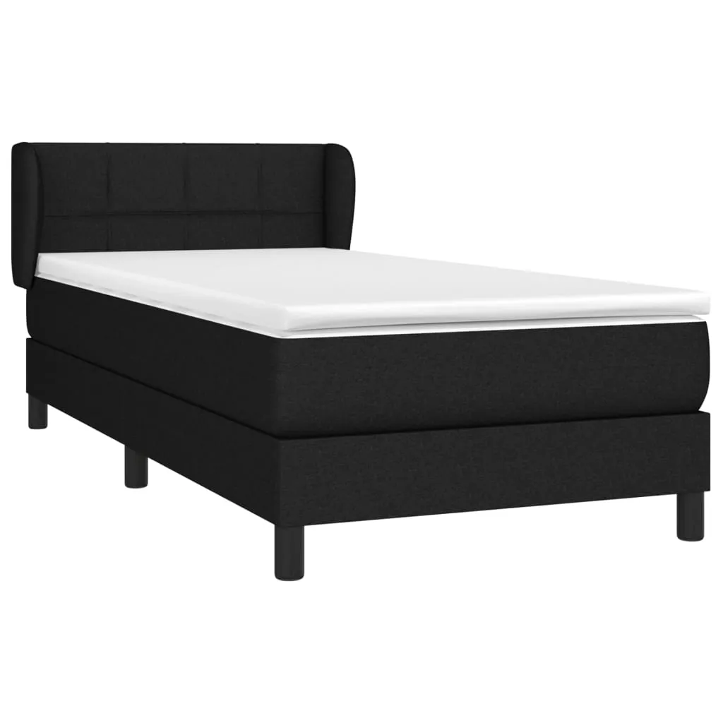 Pat box spring cu saltea, negru, 100x200 cm, textil - imagine 3