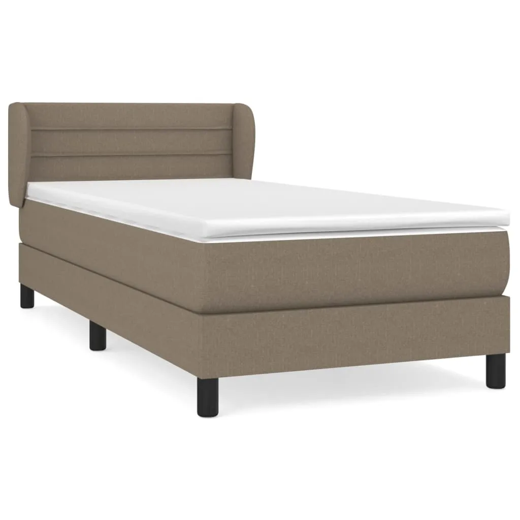 Pat box spring cu saltea, gri taupe, 100x200 cm, textil - imagine 2
