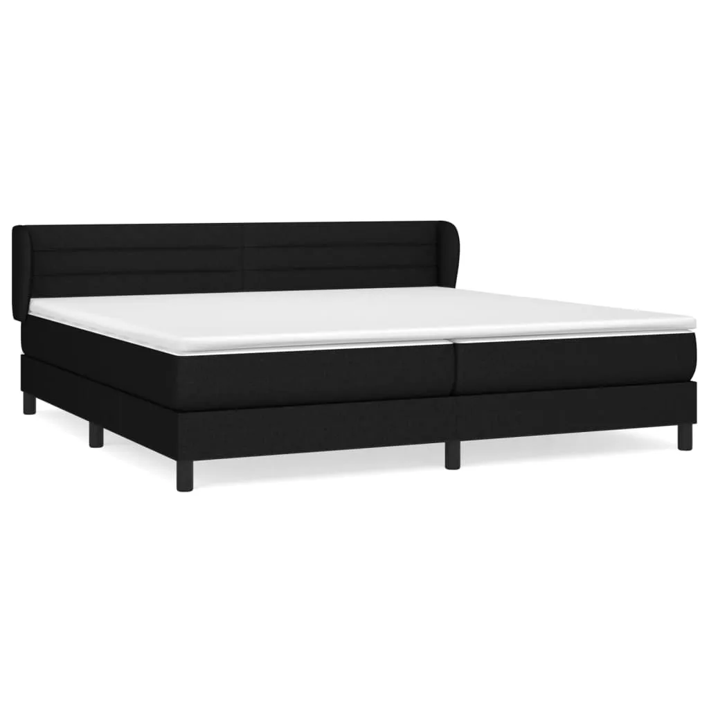 Pat box spring cu saltea, negru, 200x200 cm, textil - imagine 2