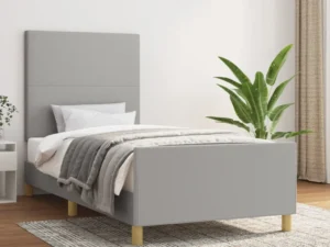 Cadru de pat fără saltea, gri deschis, 100x200 cm, textil