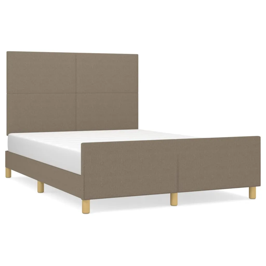 Cadru de pat fără saltea, gri taupe, 140x200 cm, textil - imagine 2