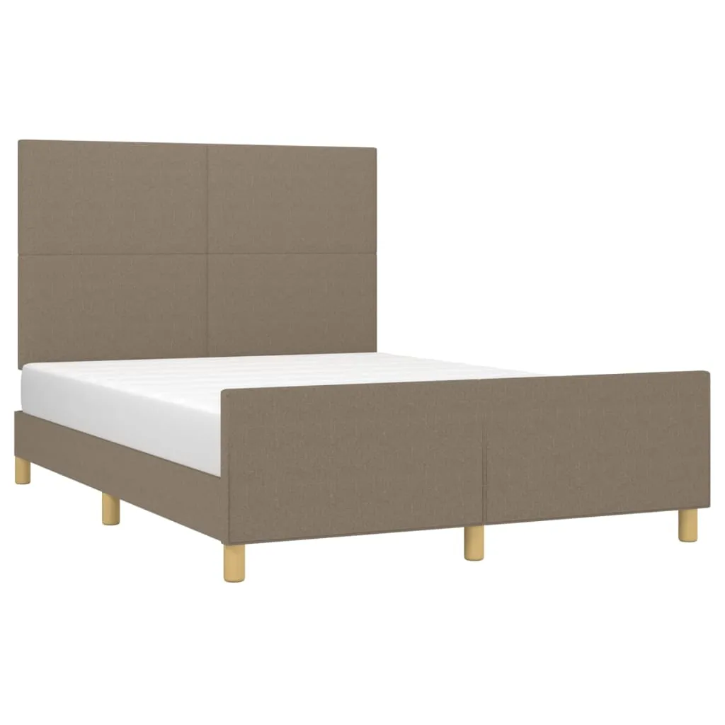 Cadru de pat fără saltea, gri taupe, 140x200 cm, textil - imagine 3