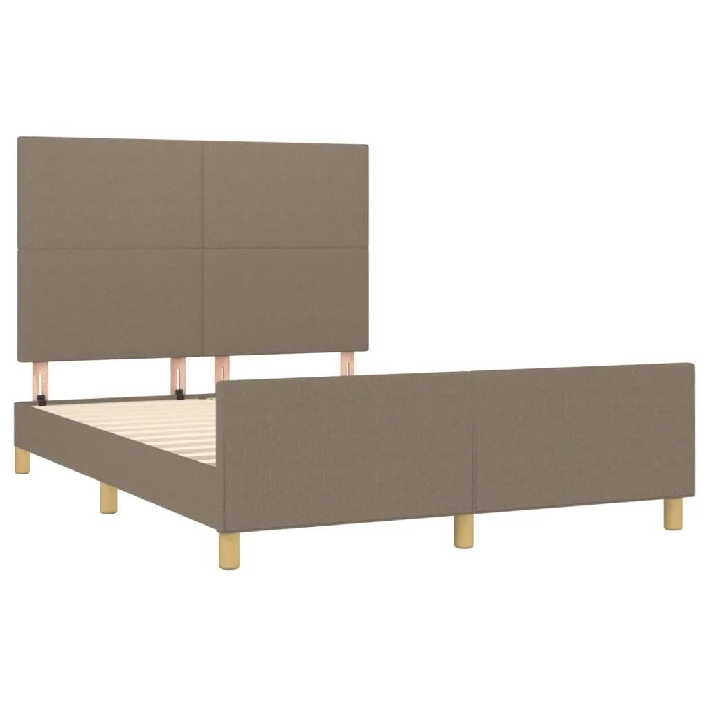 Cadru de pat fără saltea, gri taupe, 140x200 cm, textil - imagine 4
