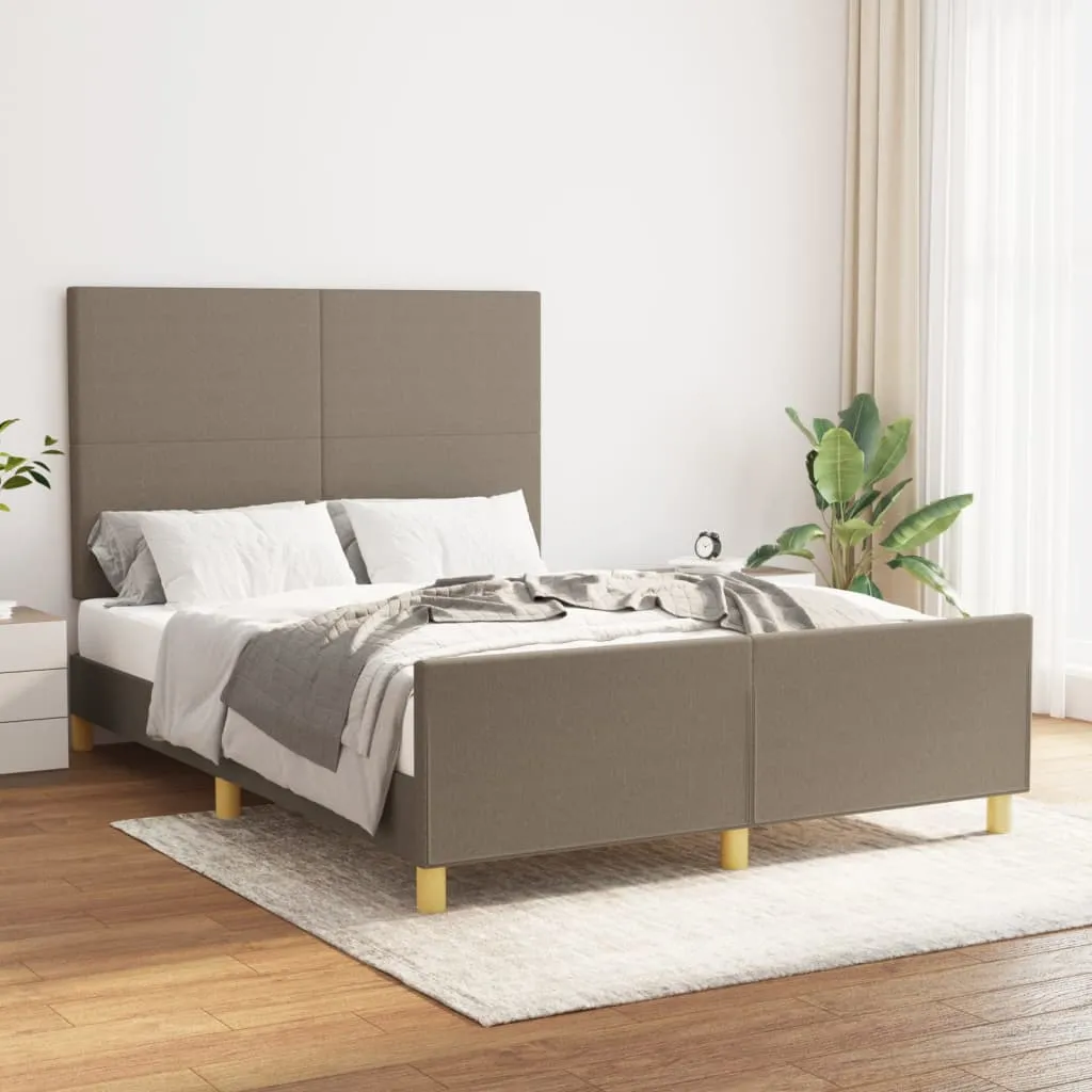 Cadru de pat fără saltea, gri taupe, 140x200 cm, textil