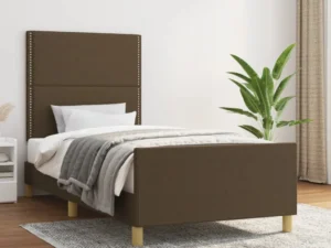 Cadru de pat fără saltea, maro închis, 100x200 cm, textil