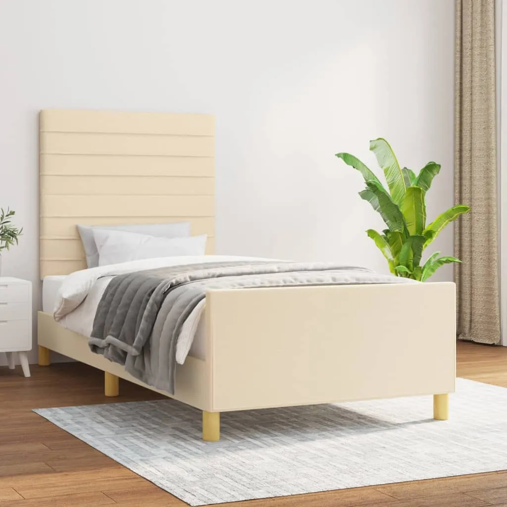 Cadru de pat fără saltea cremă 90x200 cm țesătură