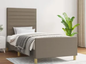 Cadru de pat fără saltea, gri taupe, 100x200 cm, textil