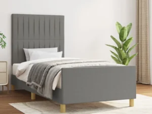 Cadru de pat fără saltea, gri închis, 80x200 cm, textil