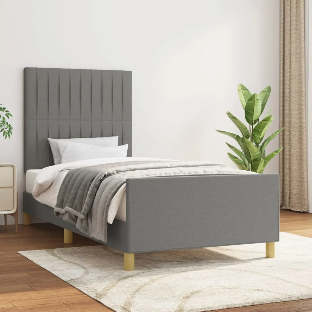 Cadru de pat fără saltea, gri închis, 80x200 cm, textil