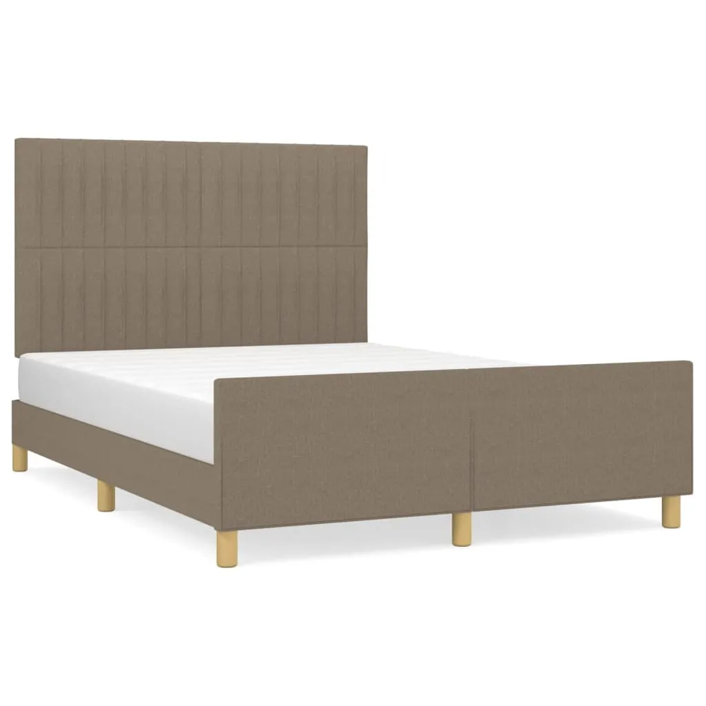 Cadru de pat fără saltea, gri taupe, 140x190 cm, textil - imagine 2