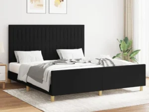 Cadru de pat fără saltea, negru, 160x200 cm, textil