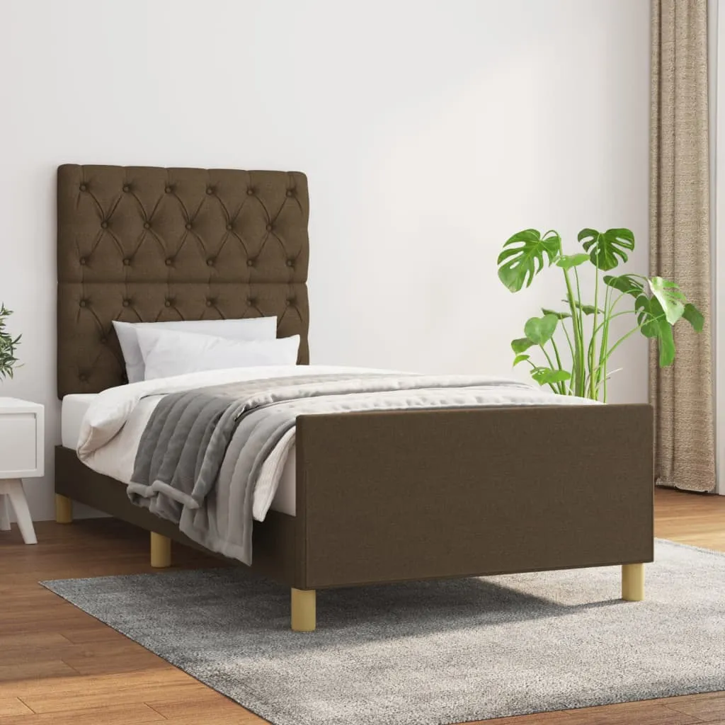 Cadru de pat fără saltea, maro închis, 80x200 cm, textil