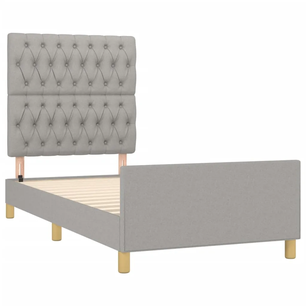 Cadru de pat fără saltea, gri deschis, 100x200 cm, textil - imagine 4