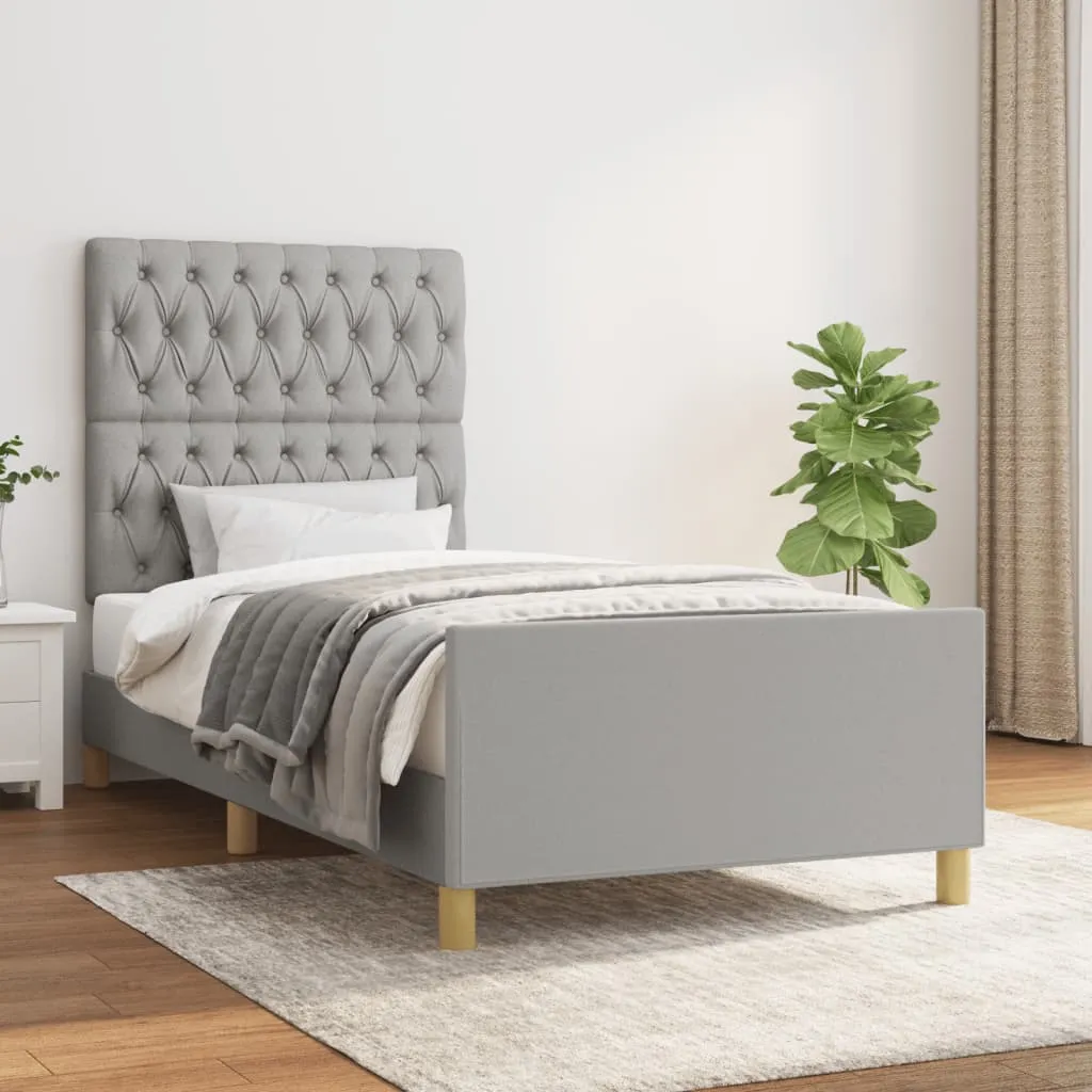 Cadru de pat fără saltea, gri deschis, 100x200 cm, textil