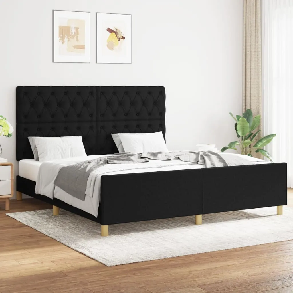 Cadru de pat fără saltea, negru, 160x200 cm, textil