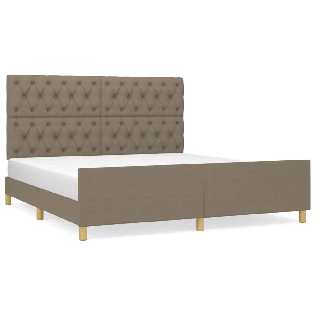Cadru de pat fără saltea, gri taupe, 160x200 cm, textil - imagine 2