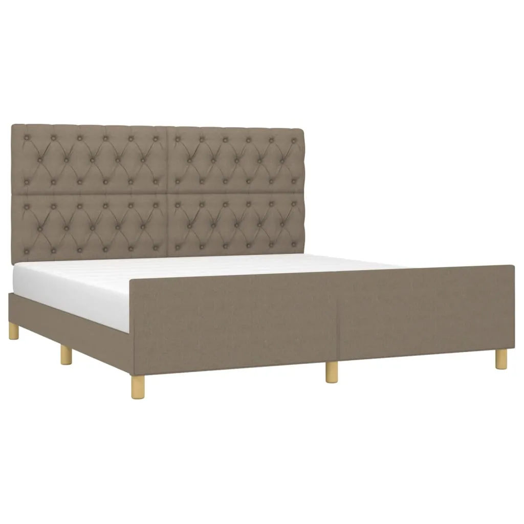 Cadru de pat fără saltea, gri taupe, 160x200 cm, textil - imagine 3