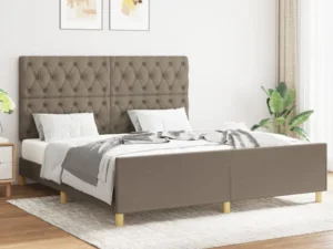 Cadru de pat fără saltea, gri taupe, 160x200 cm, textil