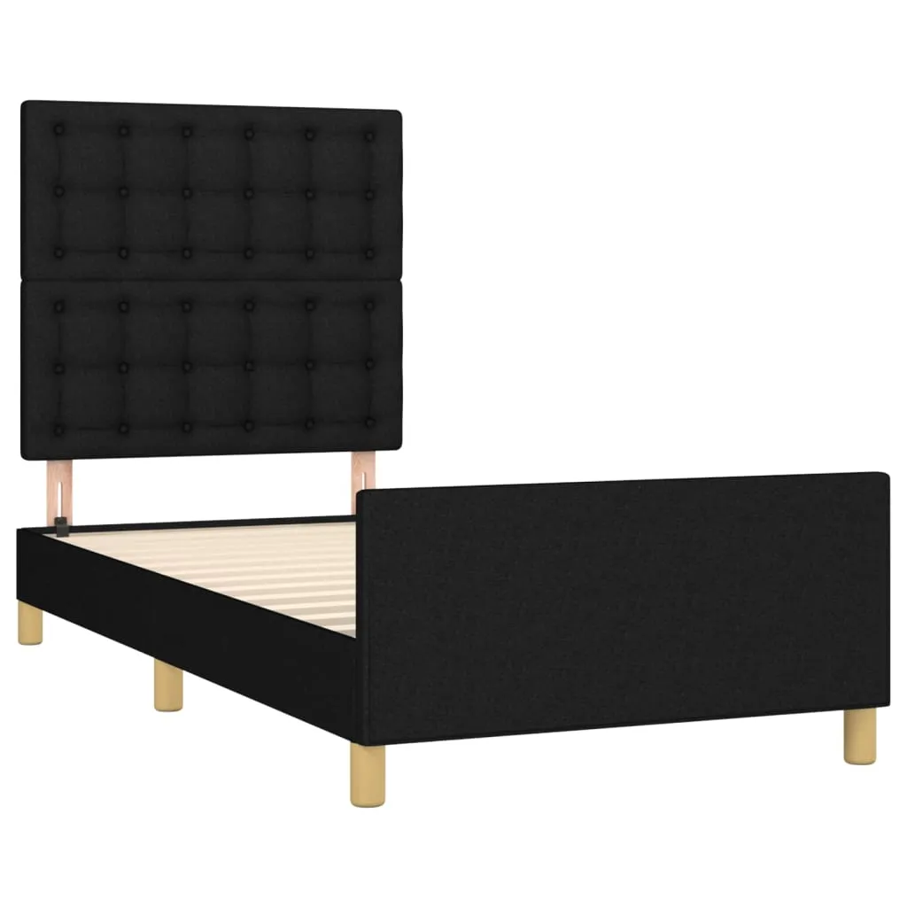 Cadru de pat fără saltea, negru, 100x200 cm, textil - imagine 4