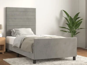 Cadru de pat fără saltea, gri deschis, 100x200 cm, catifea