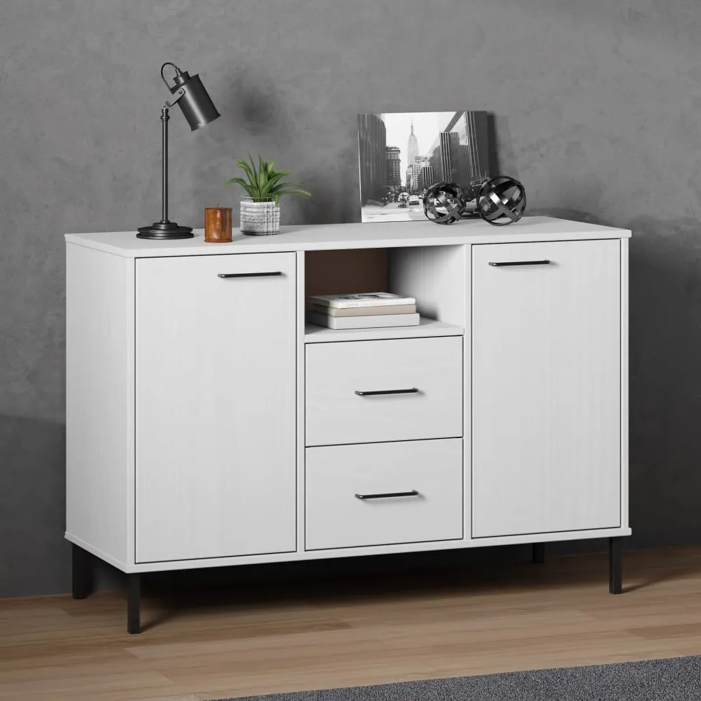 Servantă cu picioare metalice „OSLO” alb 113x40x77 cm lemn