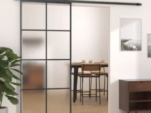 Ușă glisantă cu set feronerie, 90x205 cm, sticlă ESG/aluminiu