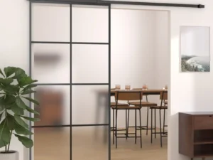 Ușă glisantă cu set feronerie 102,5x205 cm sticlă ESG/aluminiu