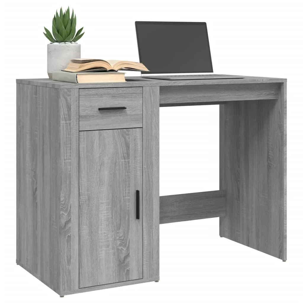 Birou, gri sonoma, 100x49x75 cm, lemn prelucrat - imagine 4