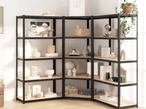 Rafturi de depozitare cu 5 niveluri, 3 buc., antracit oțel&lemn