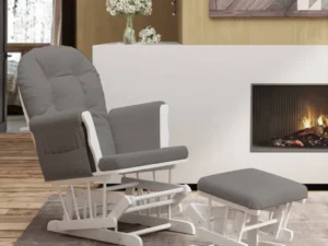 Scaun de relaxare glisant cu taburet, gri închis, textil