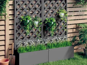 Jardiniere cu spalier, 2 buc., gri, 65x33x135 cm, WPC