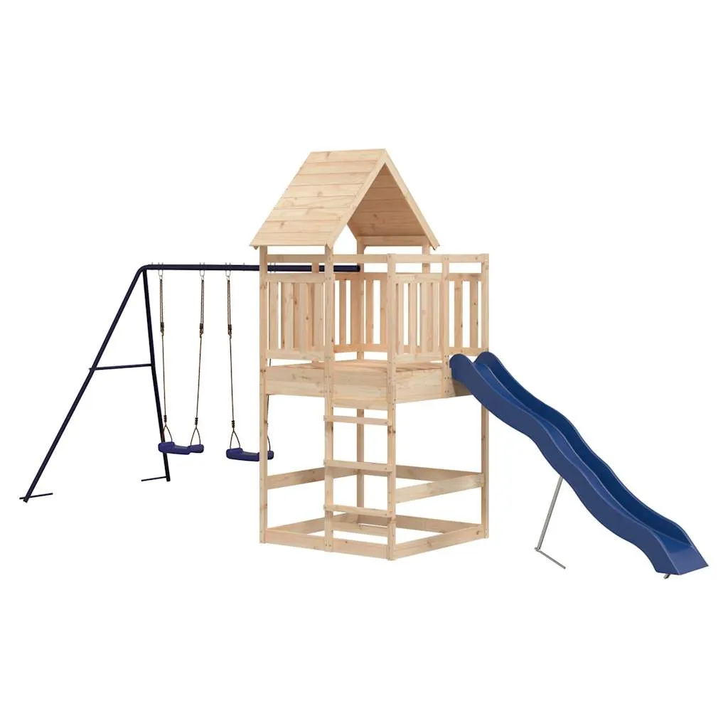 Set de joacă pentru exterior, lemn masiv de pin - imagine 4