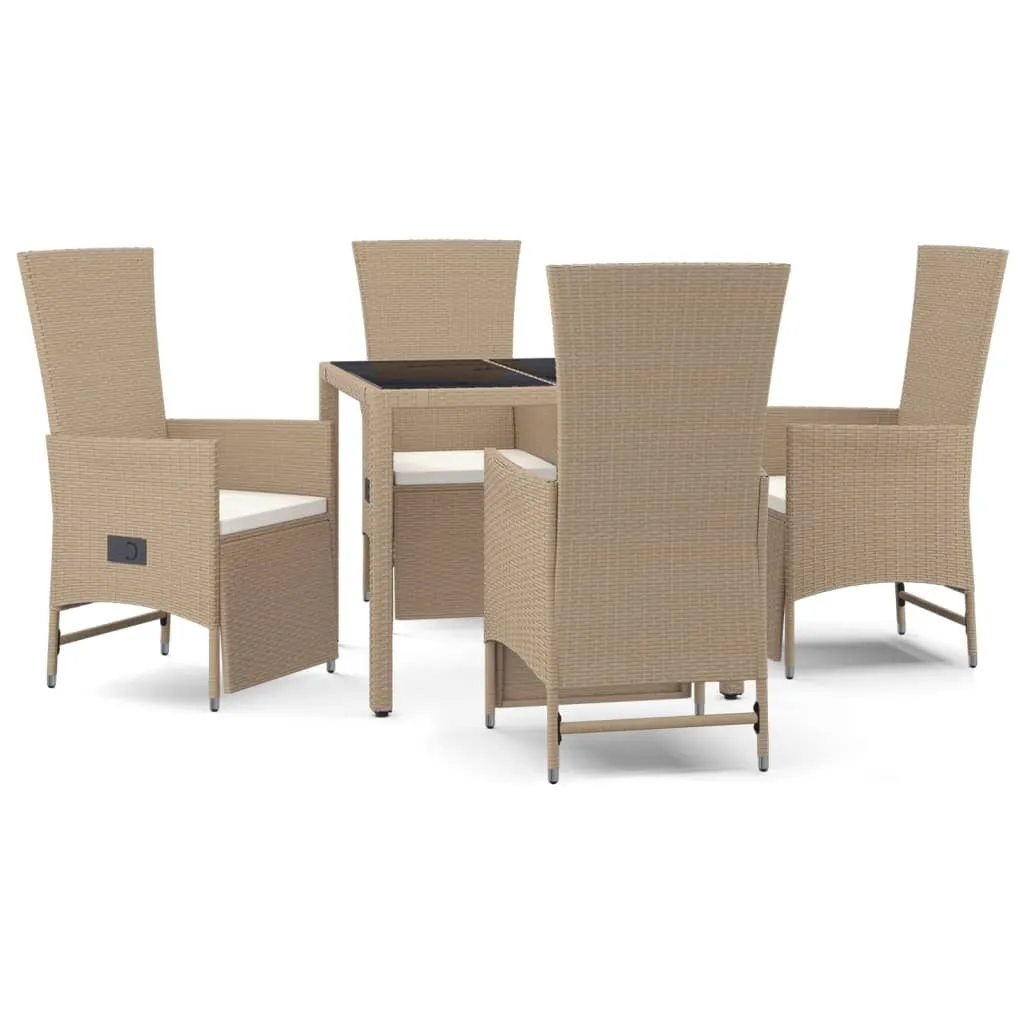 Set mobilier de grădină cu perne, 5 piese, bej, poliratan - imagine 2
