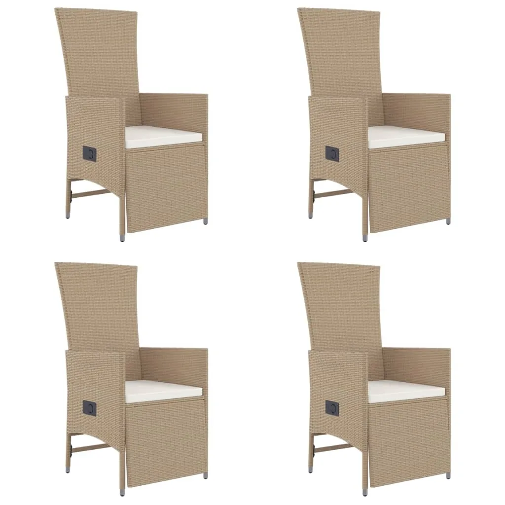 Set mobilier de grădină cu perne, 5 piese, bej, poliratan - imagine 4