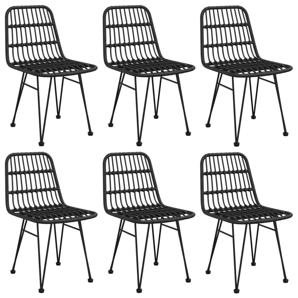 Set mobilier de grădină, 7 piese, negru, poliratan - imagine 4