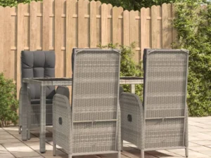 Set mobilier de grădină cu perne, 5 piese, gri, poliratan