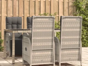 Set mobilier de grădină cu perne, 5 piese, gri, poliratan