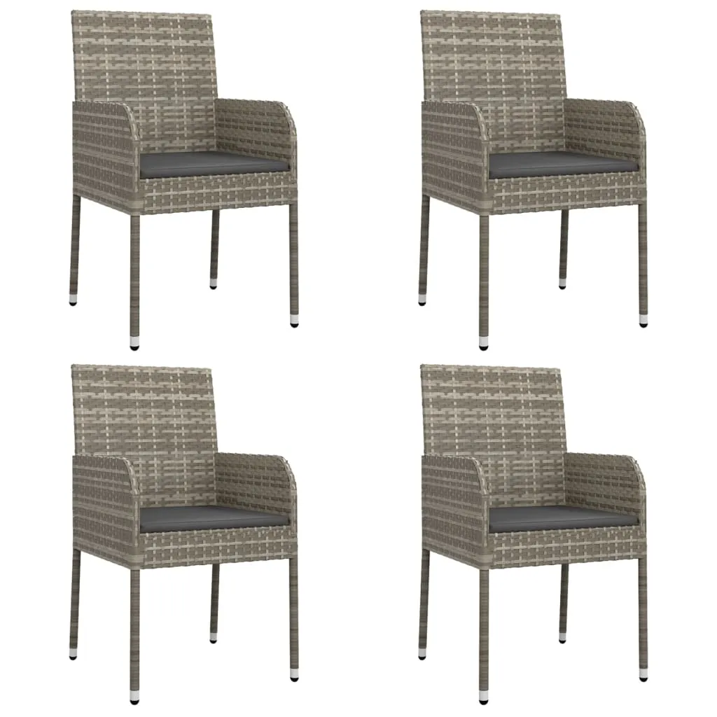 Set mobilier grădină cu perne, 5 piese, negru și gri, poliratan - imagine 4