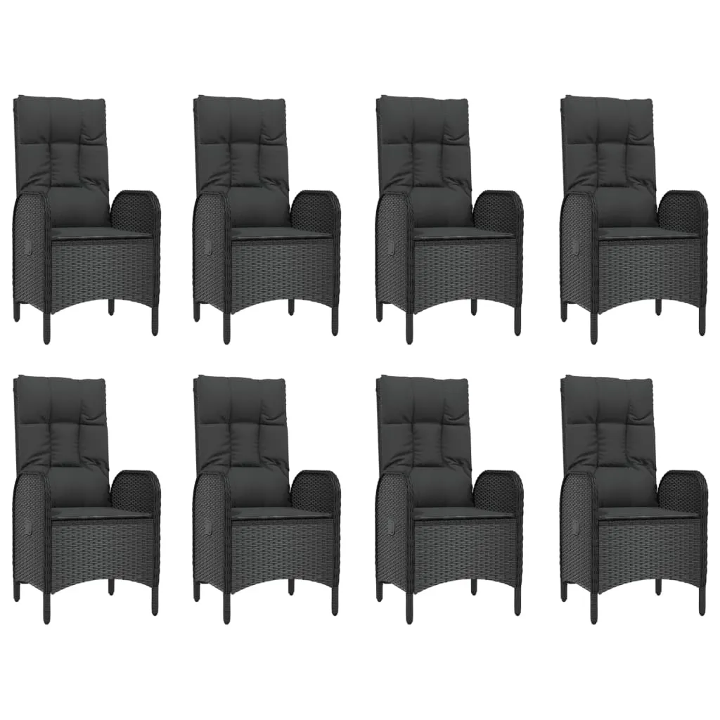 Set mobilier de grădină cu perne, 9 piese, negru, poliratan - imagine 4