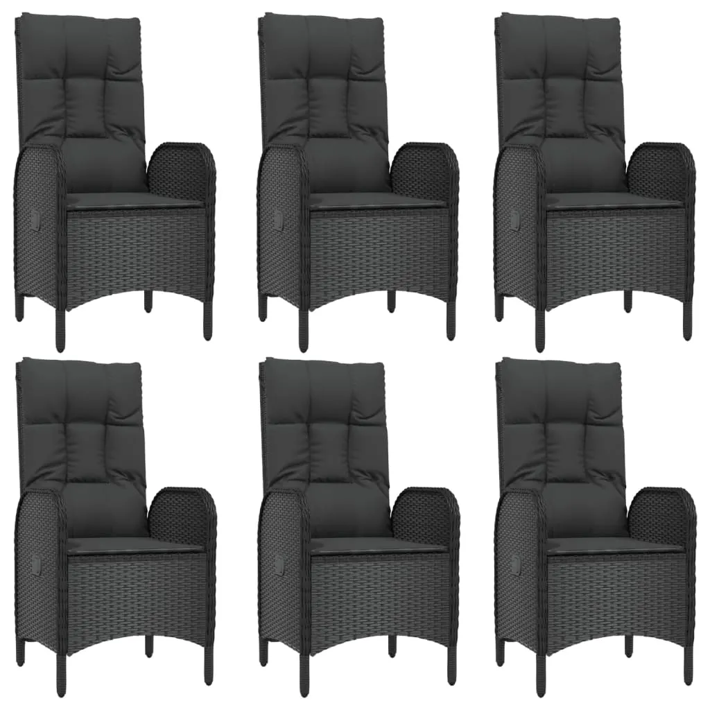 Set mobilier de grădină cu perne, 9 piese, negru, poliratan - imagine 5